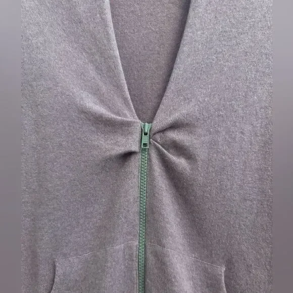 Brunello Cucinelli Size Medium Pink Purple Double Zipper Ruched Cashmere Sweater - Picture 3 of 14